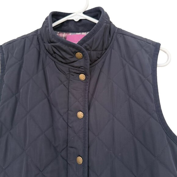 The Savile Row Co Quilted Gilet Vest Navy Plaid Lining Size M Equestrian Preppy - Picture 4 of 11